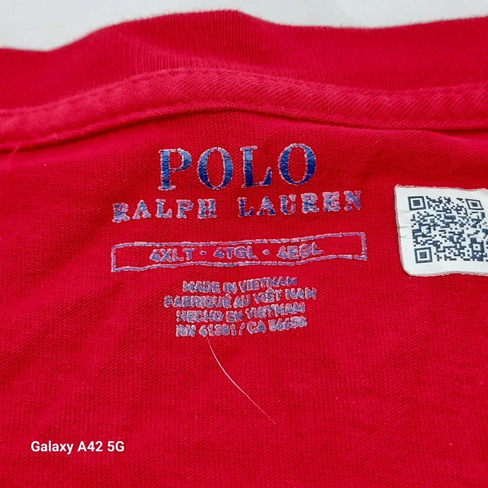 Polo Ralph Lauren Big Pony Red T-Shirt Men 4XLT Tall Big & Tall Navy Logo 3 Patc